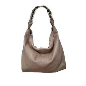 Vince Camuto Women's Taupe Minimalist Pebble Leather Lyona hobo Slouchy Handbag